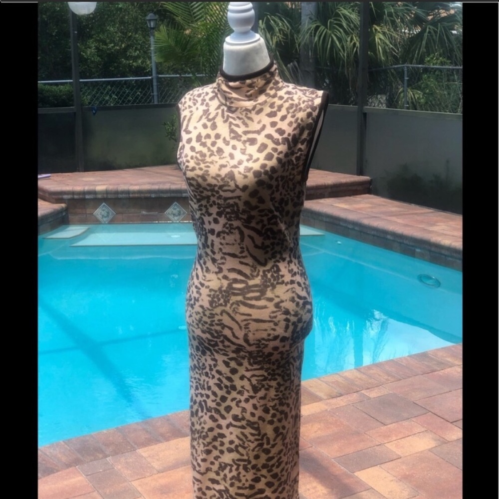 St. John Collection leopard print sleeveless dress